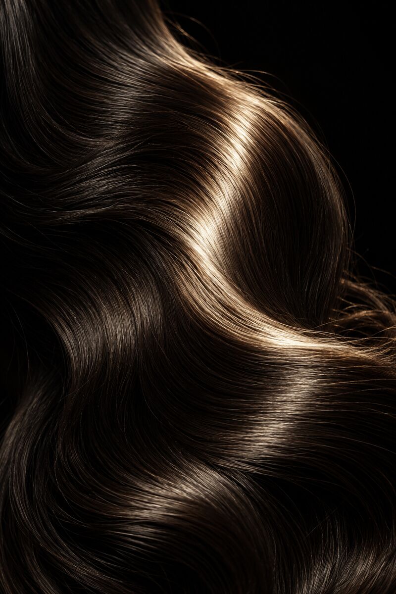 Illustrative image: dark glossy hair catching light
